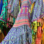 VINTAGE SILK DRESS Mermaid Purple Blue Passion Small/Medium All Silk Eco Recycled Boho Hippie