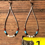 SILVER BEADED EARRINGS Zuni Mini Sterling  with Coral Turquoise