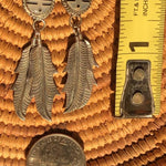 FEATHER NATIVE EARRINGS Zuni Native Sunface Sterling Silver Abalone Coral Turquoise Inlay