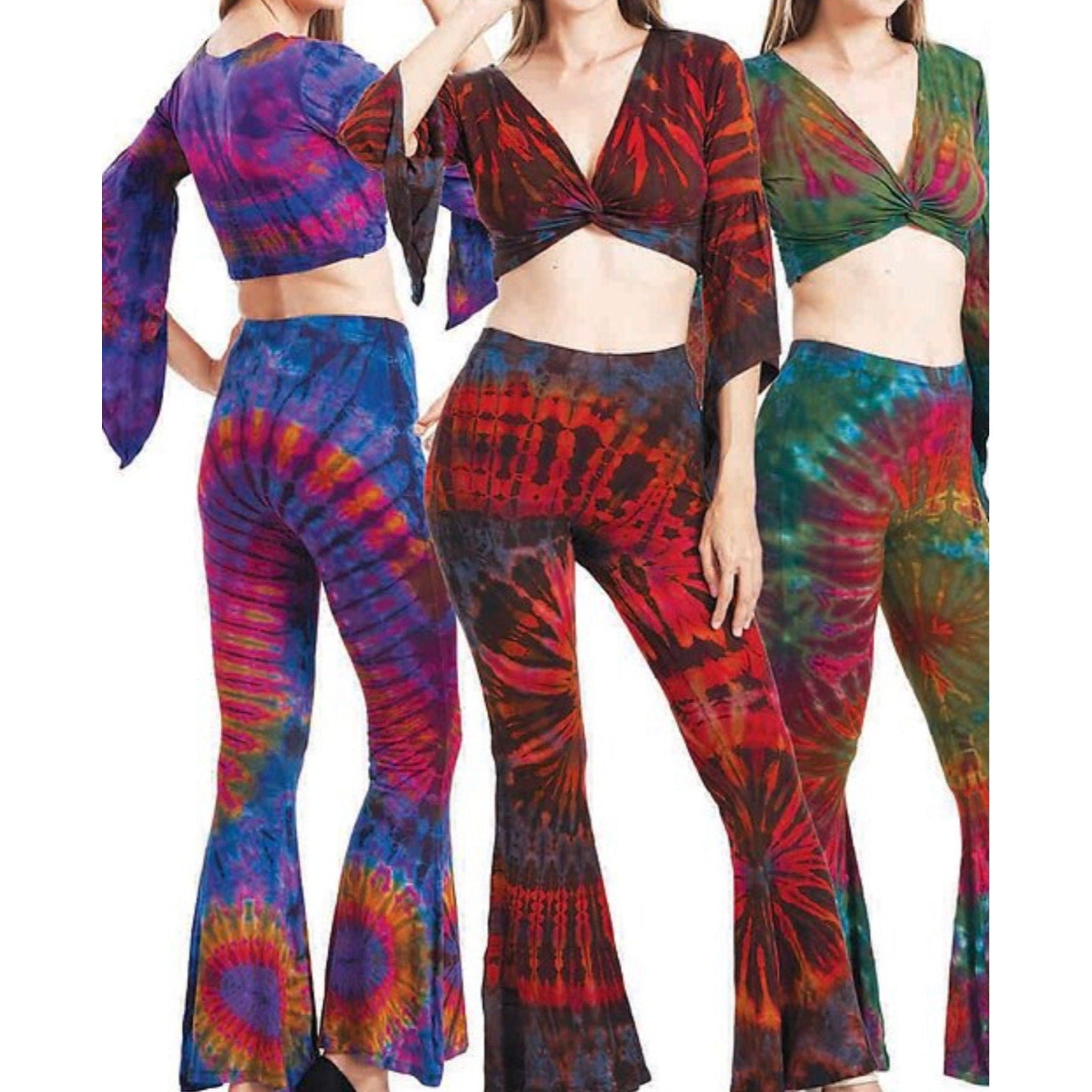 Tie Dye Bellbottoms, Tie Dye Wide Leg Pants, Tie Dye, Festival fits Small to Large One Size Fits All Hippie Boho