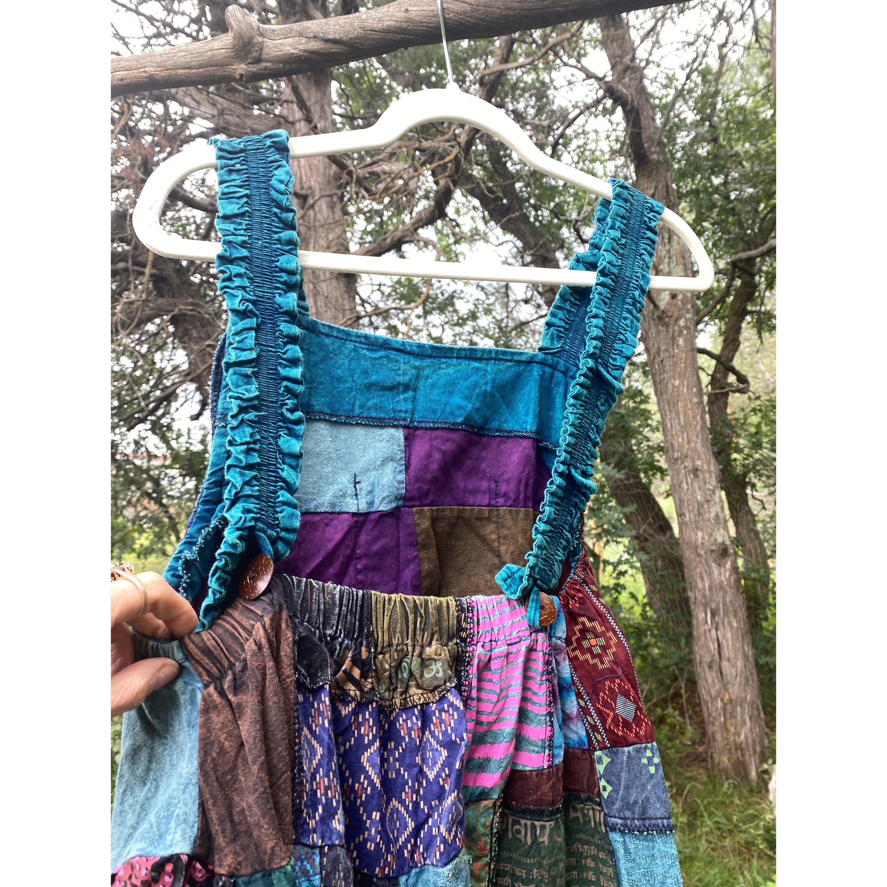 Multicolor Random Patchwork Hippie Dress