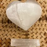 SELENITE CRYSTAL HEALING Heart & Mini Wand Set (Love & Light Set)