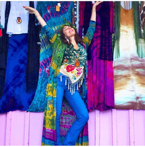 Unisex womens Hand tiedyed Boho festival hippie chic duster jacket robe one size