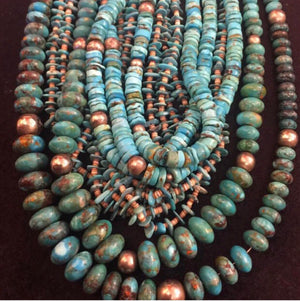 Navajo Turquoise Necklace Beaded Made in New Mexico Silver Beads