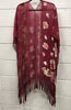 Wine Beaded Silk Kimono Plus One Size Fits All