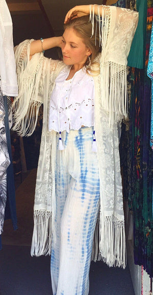 Fringe Beaded Kimono One Size Fits All