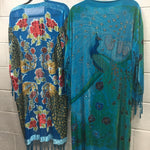 Beaded Silk Kimono One Size Fits All, Burnout Velvet Extra Hand Beading, Tassels