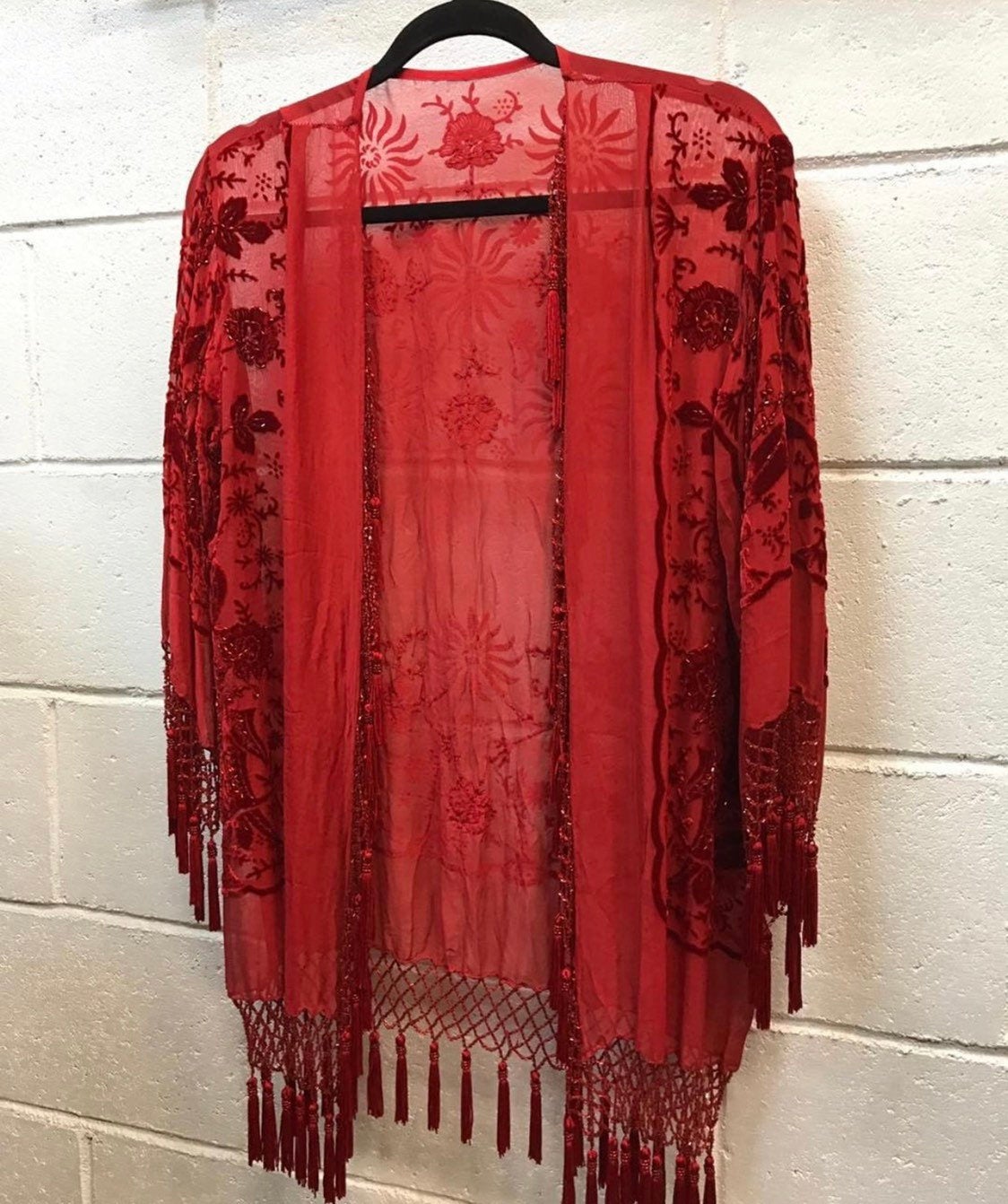 HAND BEADED KIMONO Silk Burnout Velvet One Size