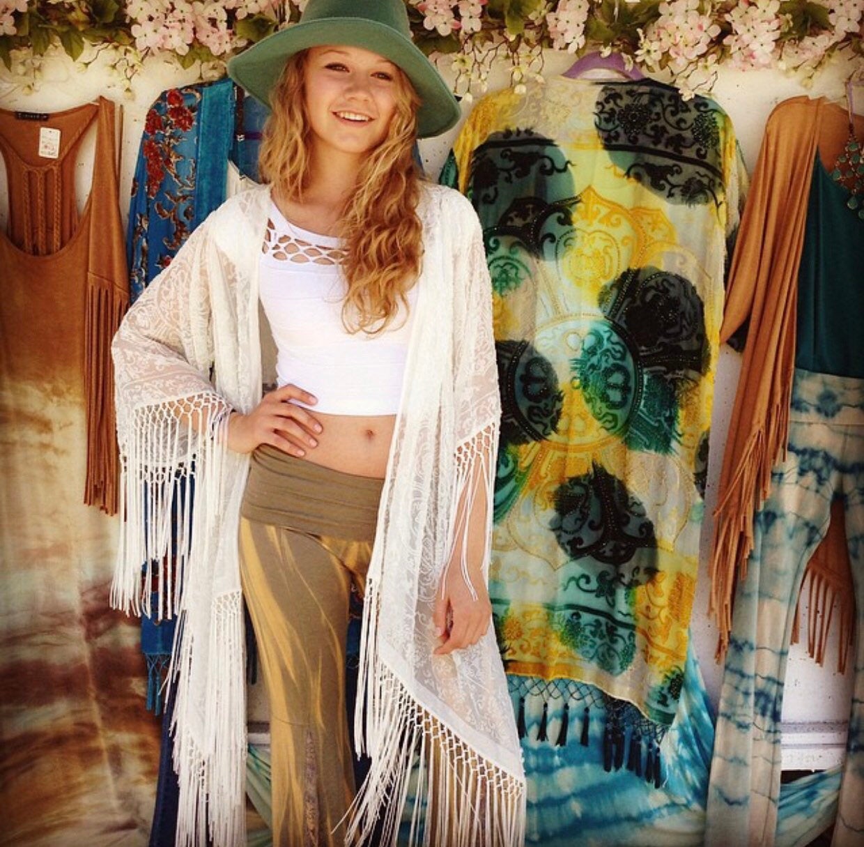 Silk Fringe Kimono One Size Fits All