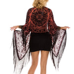 HIPPIE BEADED KIMONO Boho Burnout Silk Velvet Hippie one Size