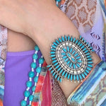 VINTAGE TURQUOISE BRACELET Native American Cluster Cuff