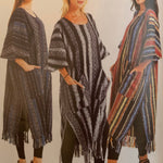 UNISEX WOMEN'S PONCHO Striped Tribal One Size to Plus