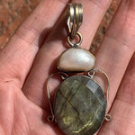 Labradorite Silver Pendant with Fresh Water Pearl