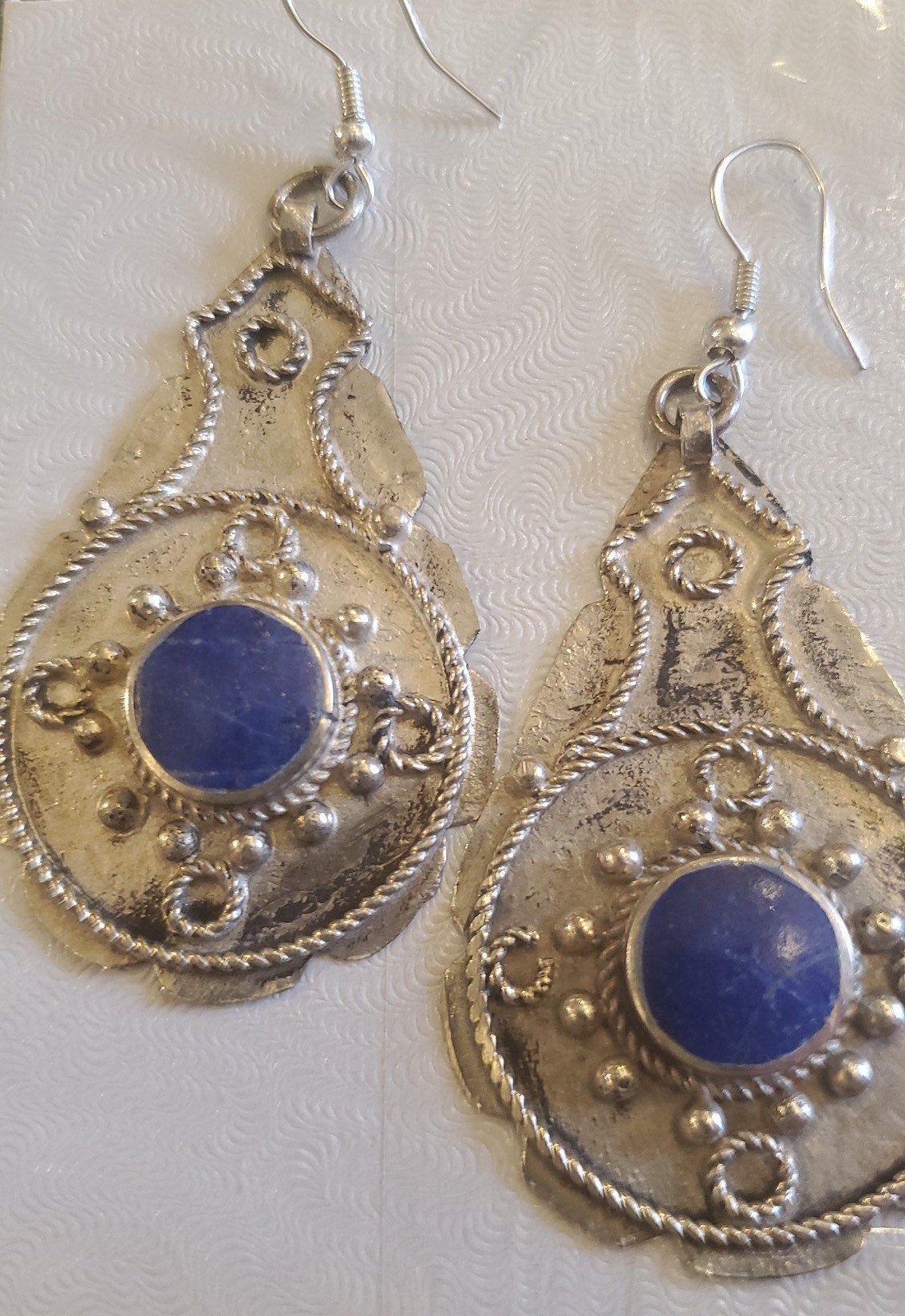 Tribal LApis EArrings Nickel