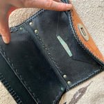 HANDMADE LEATHER WALLET Unisex with Handstitching Eagle on tHe BAck