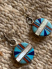 ZUNI VINTAGE EARRINGS Handmade Native American Turquoise Abalone