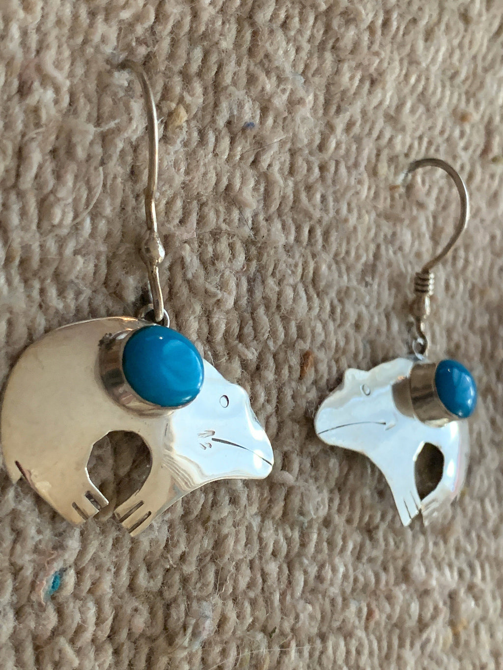 NATIVE TURQUOISE EARRINGS Sterling Silver Frog Handmade TOps