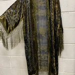 FRINGE BURNOUT KIMONO sIlk Velvet One Size