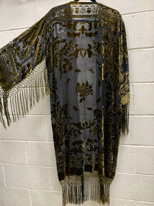 FRINGE BURNOUT KIMONO sIlk Velvet One Size