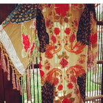 PEACOCK HAND-BEADED KIMONO Silk Burnout Velvet One Size Goddess Robe