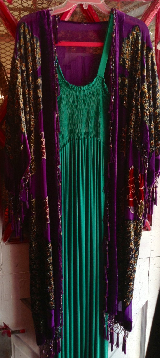 Beaded Silk Kimono One Size Fits All