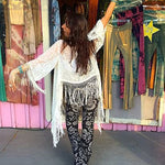 Silk Fringe Kimono One Size Fits All