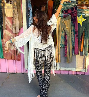 Silk Fringe Kimono One Size Fits All