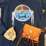 Handmade Native American style leather clutch bag