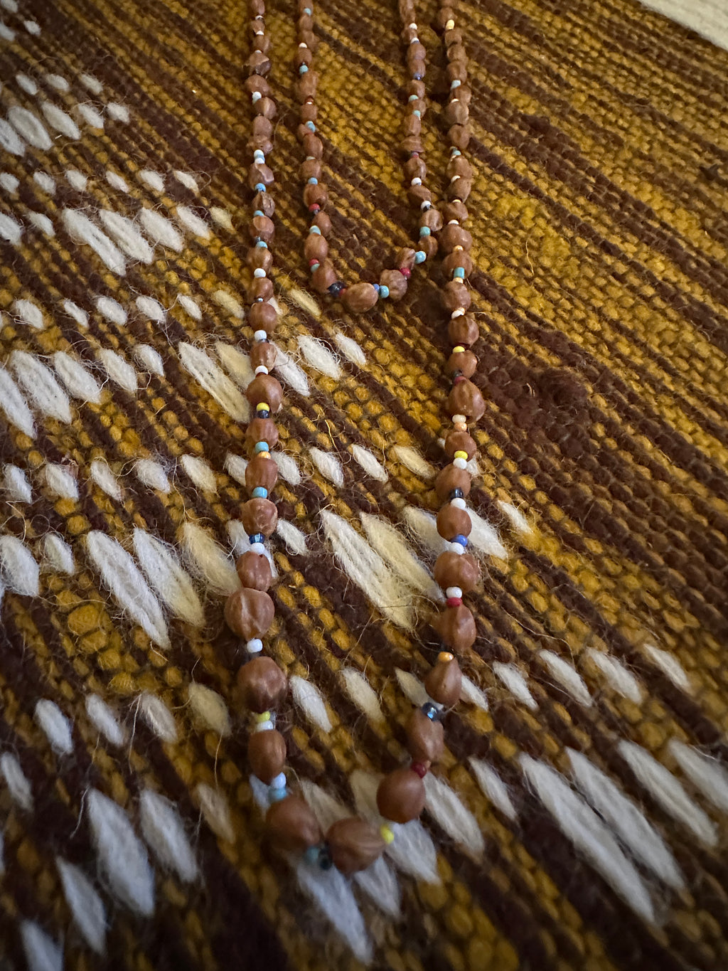 Vintage Native American Juniper Seed Bead Unisex Happy Hippie Necklace