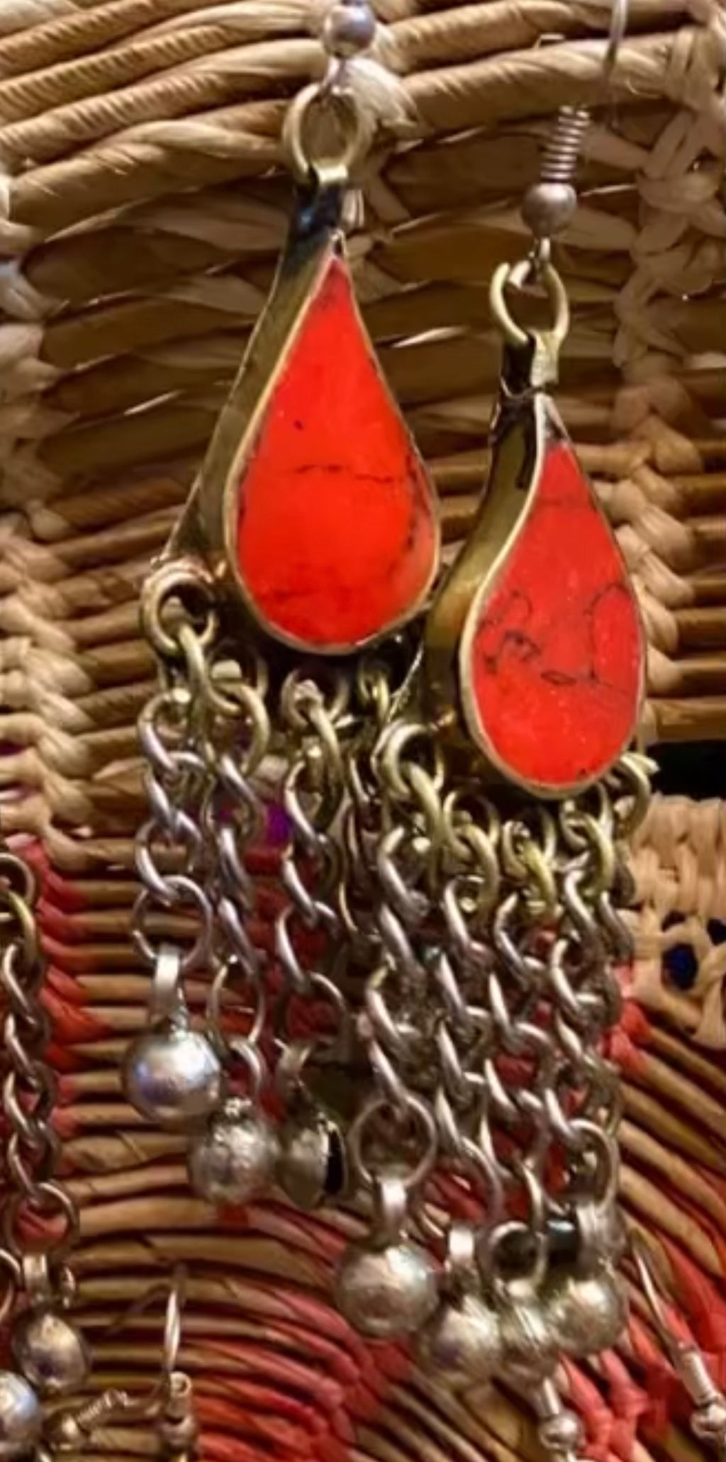 RED HOTT EARRINGS Red dangles