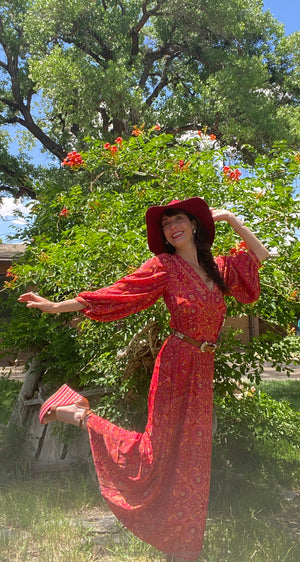 Cass Elliot Dream A Little Dream | Vintage Silk Maxi Dress | Boho 3/4 Sleeve | Xs to 5X M/L / Blue Peace Cass Elliot Dream A Little Dream | Vintage Silk Maxi Dress | Boho 3/4 Sleeve | Xs to 5X M/L / Blue Peace