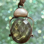 Labradorite Silver Pendant with Fresh Water Pearl