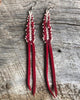 NATIVE HANDBEADED EARRINGS One Of a Kind Red Feather Design