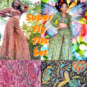 SUPER FLY 70s Pants Set 70% Silk Sizing Xs to3x Choose Your Color