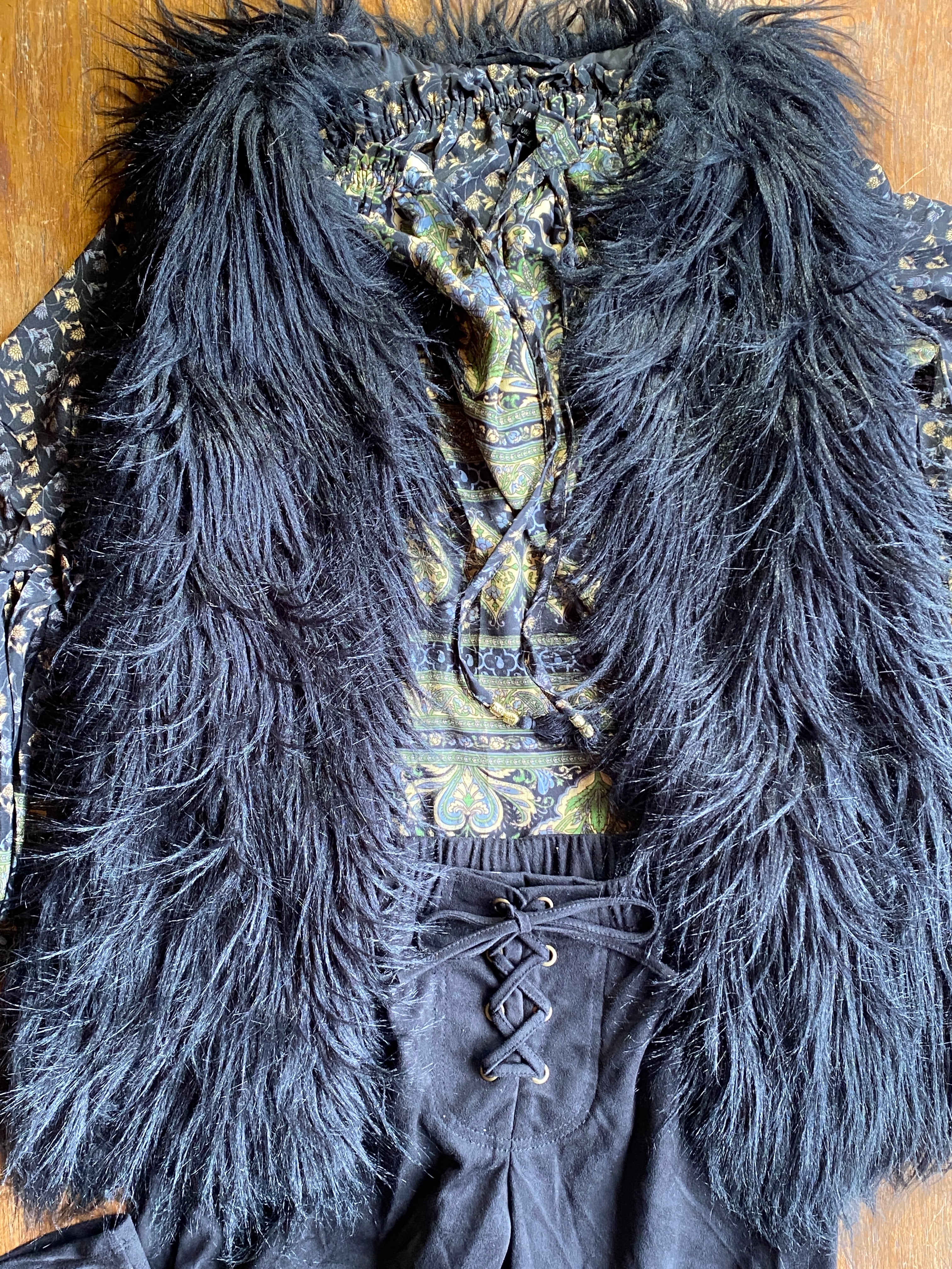 70s Faux Vest Fab in Black