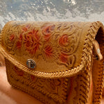 VINTAGE LEATHER PURSE 100% Rare Handpainted and Embossed Flower Design