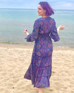 Sorceress Stevie Maxi Dress Long Sleeve Ruffle Tiered Boho Dress | Witchy Stevie Nicks-Inspired Gown | 70% Silk | Xs to 5X XL/1X / Purple Happiness Sorceress Stevie Maxi Dress Long Sleeve Ruffle Tiered Boho Dress | Witchy Stevie Nicks-Inspired Gown | 70% Silk | Xs to 5X XL/1X / Purple Happiness