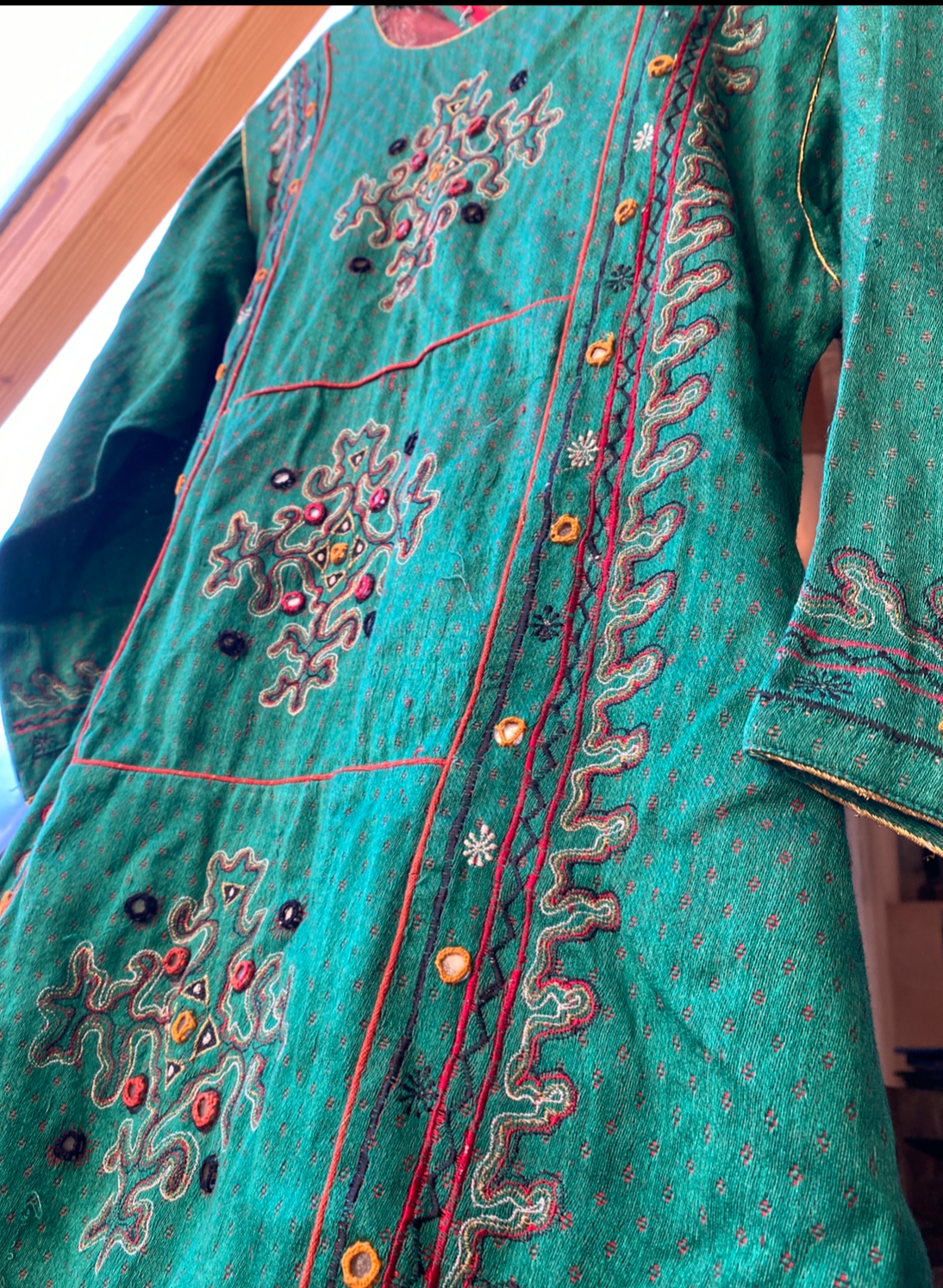 Penny Lane SILK MIDI DRESS Green Hippie 70s