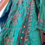 Penny Lane SILK MIDI DRESS Green Hippie 70s