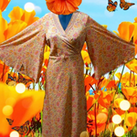 BUTTERFLY WRAP DRESS Moonlight Garden Long Maxi Xs to 3x Plus