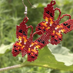 BUTTERFLY BEADED EARRINGS Red Ruby Sparkles Seed Beads Native American