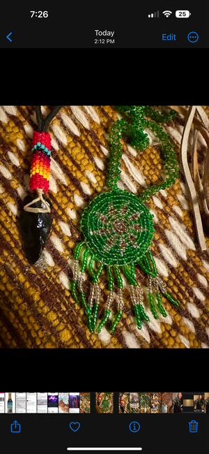 Aarow Handmade Necklace With Carved Aarow and Handbeading