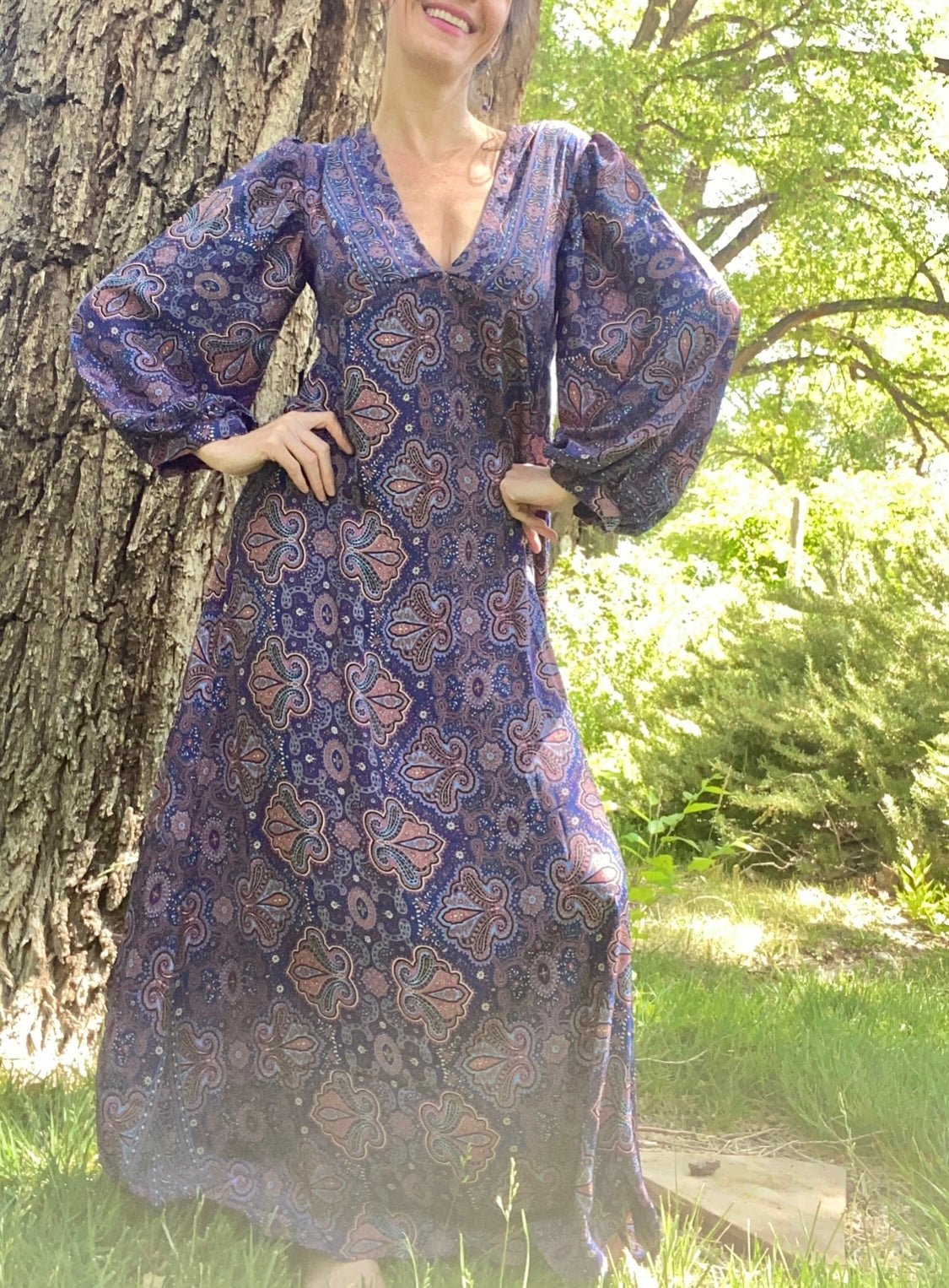 CASS Elliot Dream a Little Dream SILK MAXI DRESS Xs to 5X 3/4 Sleeve