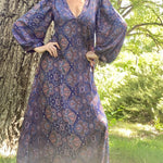 CASS Elliot Dream a Little Dream SILK MAXI DRESS Xs to 5X 3/4 Sleeve