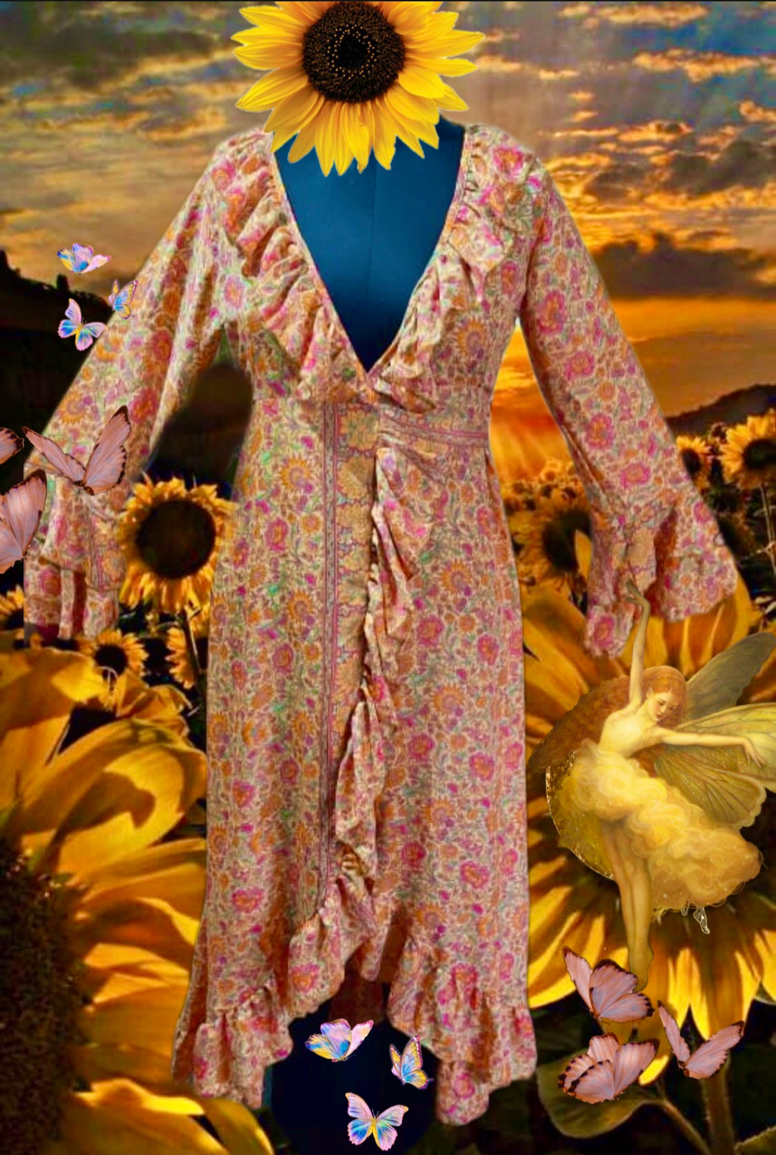 boho wrap dress maxi Wrap Boho Dress / Dusty Rose