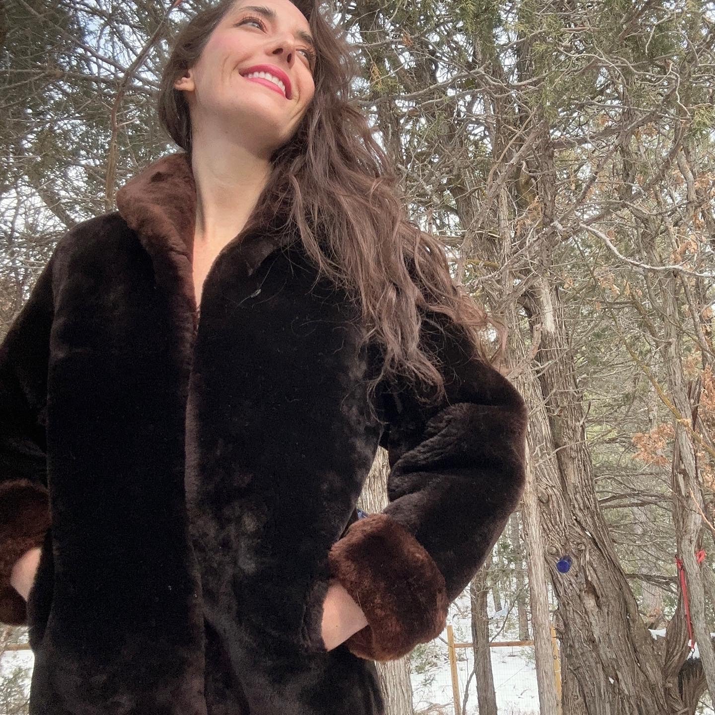 RARE VINTAGE FUR COAT Mouton Mongolian Fur 1960s