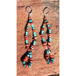 TURQUOISE BEADED EARRING Coral Spiny Oyster Shell Sterling