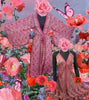 SILK DRESS SET Kimono and Halter Pink Garden 70% Silk